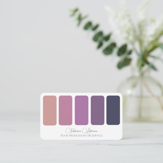 Elegante violette kleurenpalet kalligrafie QR-Code Visitekaartje (Staand voorkant)