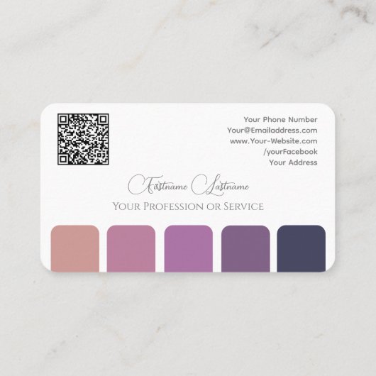 Elegante violette kleurenpalet kalligrafie QR-Code Visitekaartje (Achterkant)