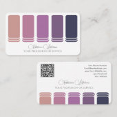 Elegante violette kleurenpalet kalligrafie QR-Code Visitekaartje (Voorkant / Achterkant)