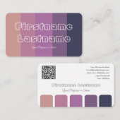 Elegante violette kleurenpalet kalligrafie QR-Code Visitekaartje (Voorkant / Achterkant)