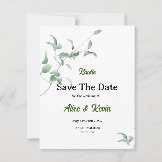 Elegante violette knop save the date (Voorkant)