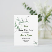 Elegante violette knop save the date (Staand voorkant)