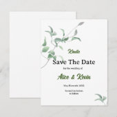 Elegante violette knop save the date (Voorkant / Achterkant)