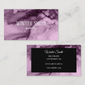 Elegante violette marmer waterverf visitekaartje (Voorkant / Achterkant)