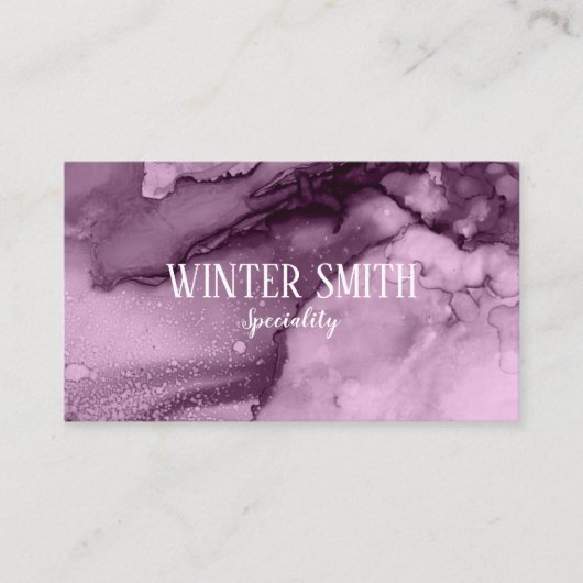 Elegante violette marmer waterverf visitekaartje (Voorkant)