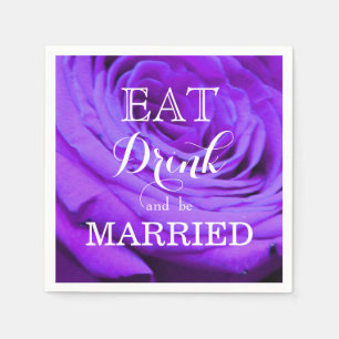 Elegante violette paarse rozen eten drink trouwen servet