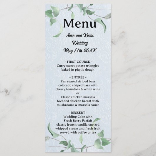 Elegante violette tak op een hemelsblauwe achtergr menu (Voorkant)