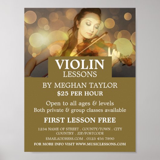Elegante violist, vioolles Adverteren Poster (Voorkant)