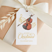 Elegante viool kerstmuziek cadeaulabel
