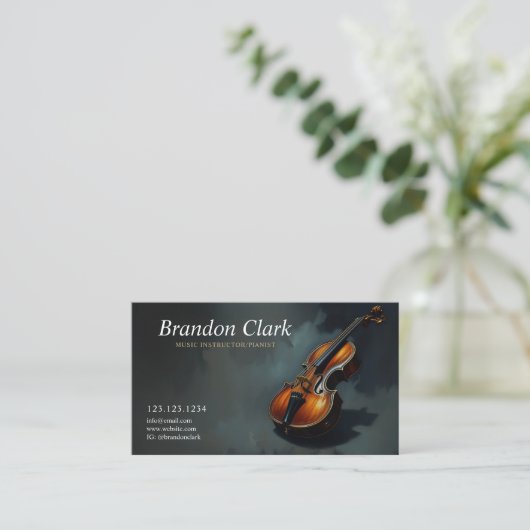 Elegante viool op donkere achtergrond muzikant visitekaartje (Staand voorkant)
