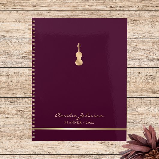 Elegante Vioolmuziek Bourgogne Goud 2026 Custom Planner