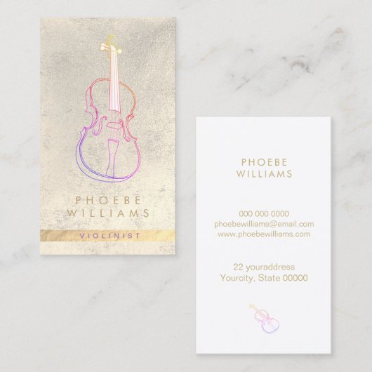 Elegante vioolmuziekleraar visitekaartje (Voorkant / Achterkant)