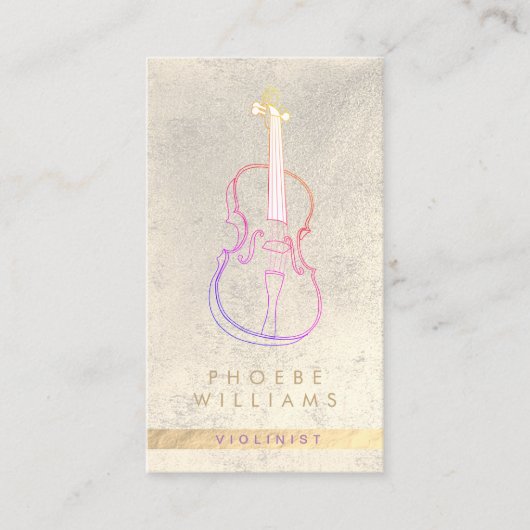 Elegante vioolmuziekleraar visitekaartje (Voorkant)