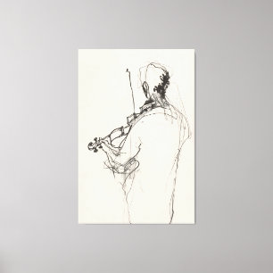 Elegante Vioolspeler Schets - Premium Canvas Afdruk