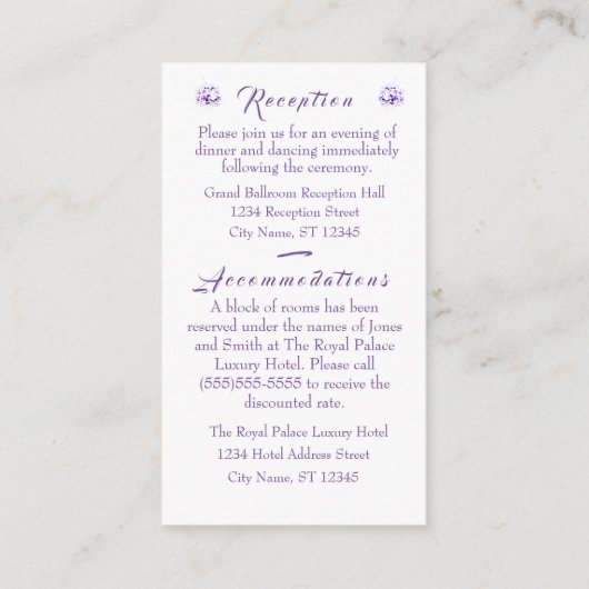 Elegante Viooltjes Envelopkaart Informatiekaartje (Achterkant)