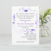 Elegante viooltjes Katholieke bruiloft uitnodiging (Staand voorkant)