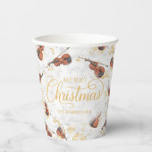 Elegante Vioolviool Muzieknoten Vrolijk Kerstfeest Papieren Bekers (Voorkant)