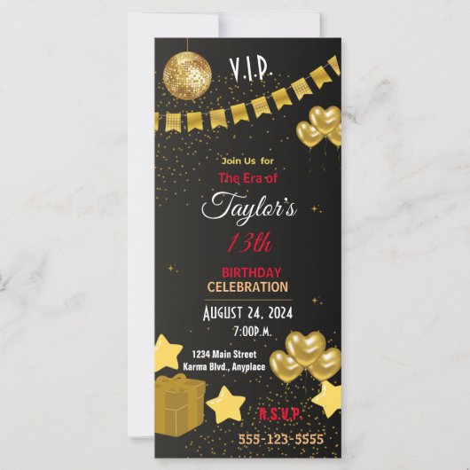 ELEGANTE VIP ERA PARTY INVITE KAART (Voorkant)