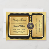 Elegante VIP Gouden Evenement Feest Ticket Uitnodi Kaart (Voorkant)