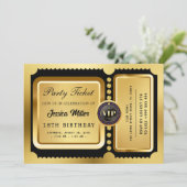 Elegante VIP Gouden Evenement Feest Ticket Uitnodi Kaart (Staand voorkant)