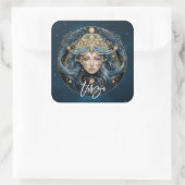 Elegante Virgin Fantasy Zodiac Zwart Goud Maagd Vierkante Sticker (Tas)