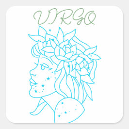 Elegante Virgo Sterrenbeeld T-Shirt Astrologie Cad Vierkante Sticker