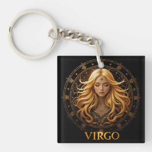 Elegante Virgo-sterrenbeeldillustratie met goud Sleutelhanger
