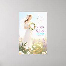 Elegante Virgo Zodiac Celestial Floral Wall Art Gi Canvas Afdruk