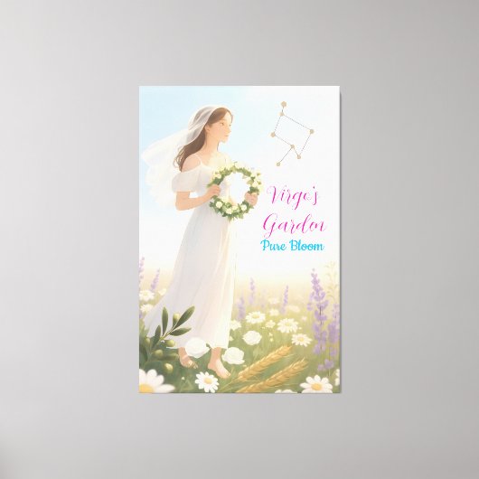 Elegante Virgo Zodiac Celestial Floral Wall Art Gi Canvas Afdruk (Voorkant)