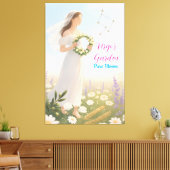 Elegante Virgo Zodiac Celestial Floral Wall Art Gi Canvas Afdruk (Insitu (Woonkamer))