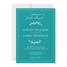 Elegante Viridian Green Wedding uitnodiging