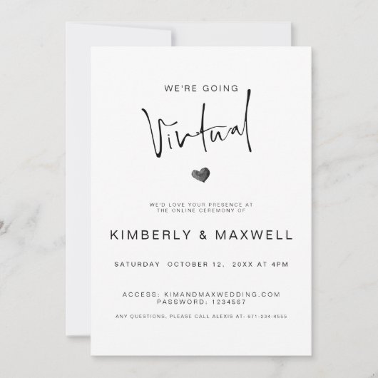 Elegante virtuele foto online bruiloft kaart (Voorkant)