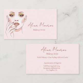 Elegante Visagist Blush Roze Moderne Vrouwelijke Visitekaartje