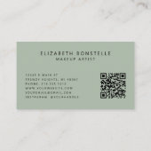 Elegante Visagist QR Code Sage Groen Visitekaartje (Achterkant)