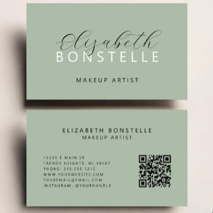 Elegante Visagist QR Code Sage Groen Visitekaartje