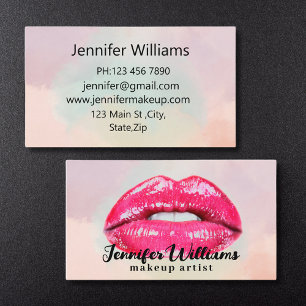 elegante visagist roze glanzende lippen trendy chi visitekaartje