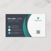 Elegante Visitekaartje, Groen Wit QR Code Visitekaartje (Voorkant)