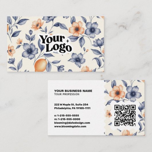 Elegante Visitekaartje – QR-code & logo (Voorkant / Achterkant)
