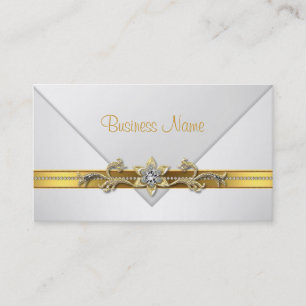 Elegante Visitekaartje Wit Gouden Juweel Trim