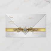 Elegante Visitekaartje Wit Gouden Juweel Trim (Achterkant)