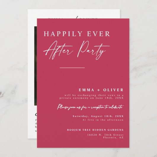 Elegante Viva Magenta Gelukkig ooit na QR-code Kaart (Voorkant / Achterkant)