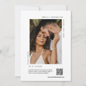 Elegante Viva Magenta QR Code Trouwfoto Kaart (Achterkant)