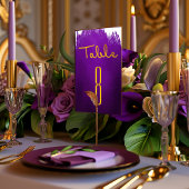 Elegante Vivid Violet Paarse en gouden bruiloft Kaart