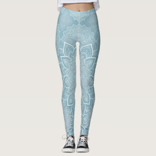 Elegante Vlakke Ijsblauwe Mandala Leggings