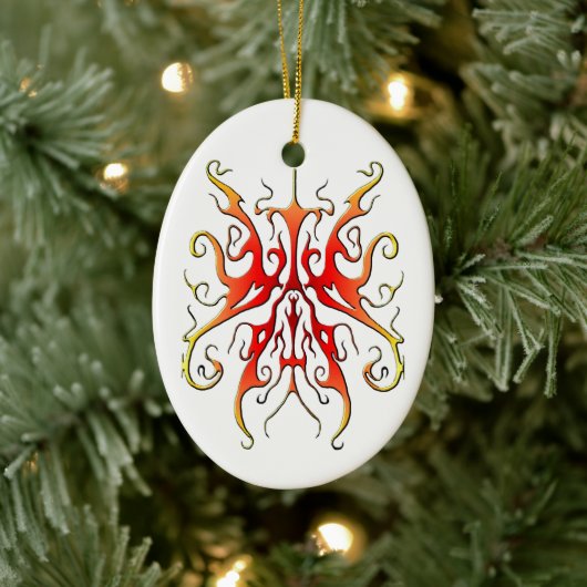Elegante Vlam Stam Masker Abstract Ontwerp Keramisch Ornament (Boom)