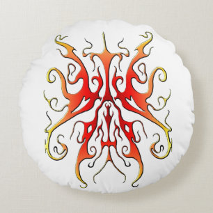 Elegante Vlam Stam Masker Abstract Ontwerp Rond Kussen