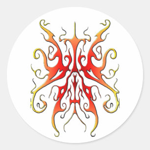 Elegante Vlam Stam Masker Abstract Ontwerp Ronde Sticker