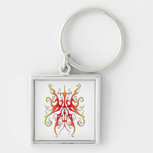 Elegante Vlam Stam Masker Abstract Ontwerp Sleutelhanger