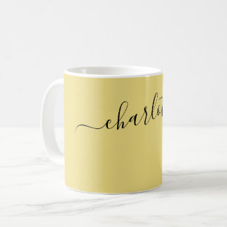 Elegante Vlas Kleur Moderne Naam Gepersonaliseerd Koffiemok