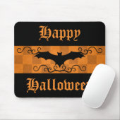 Elegante vleermuis met wervelingen Happy Halloween Muismat (Met muis)